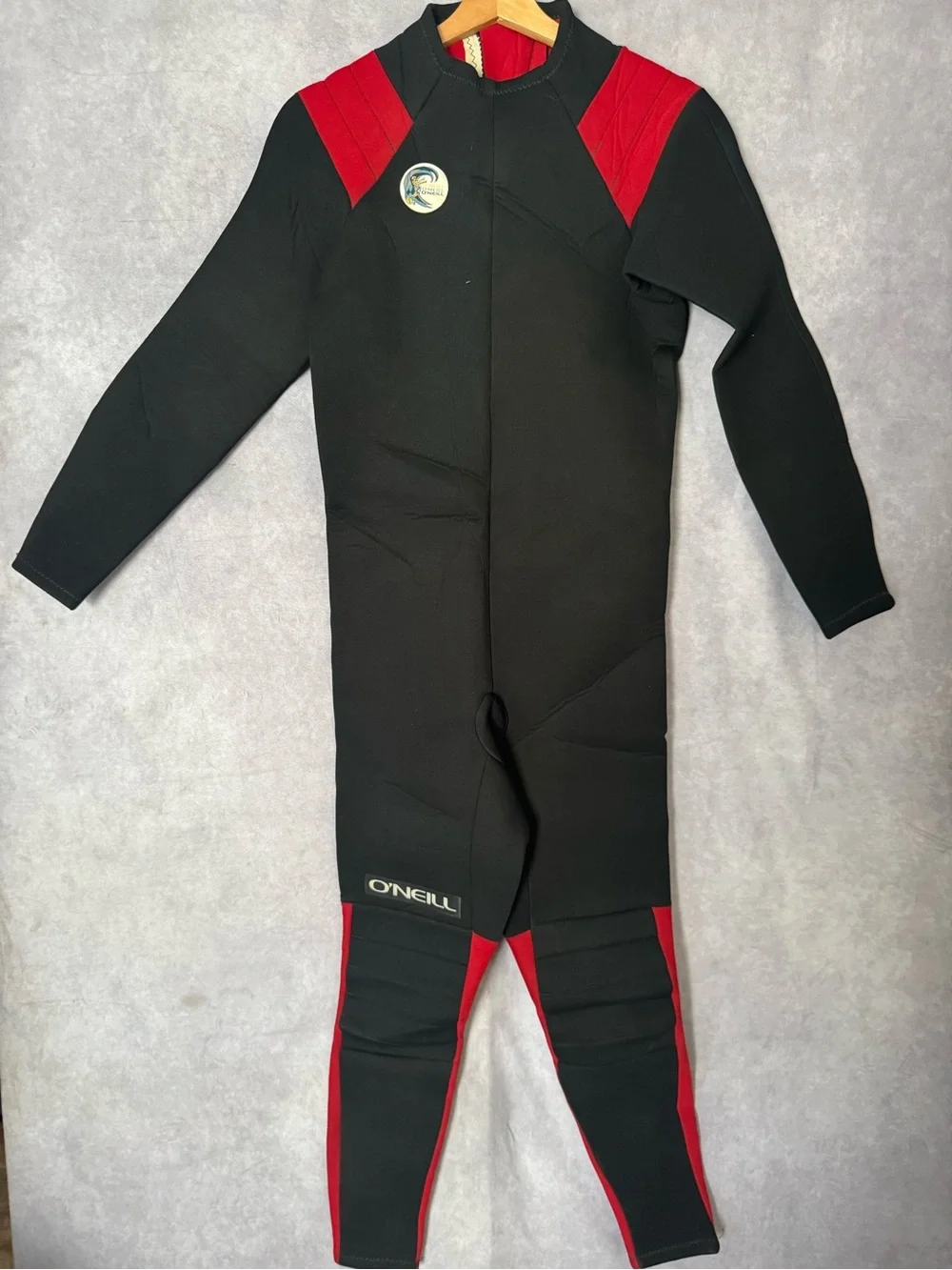 Vintage Mens O'Neill Wetsuit 60s 70s Black & Red Retro Longboard Fullsuit S/M